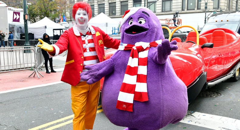 Ronald McDonald and Grimace.