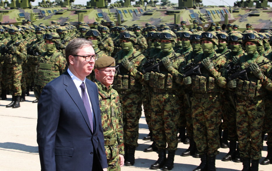Vucic wizytuje trening armii, Serbia, 22 kwietnia 2023 r.