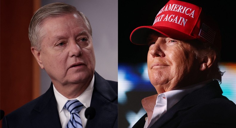 Former President Donald Trump was heard calling South Carolina Sen. Lindsey Graham a progressive at a dinner event at Mar-a-Lago.