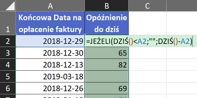 5.10  Pokazywanie wartości tylko dla opóźnionych faktur