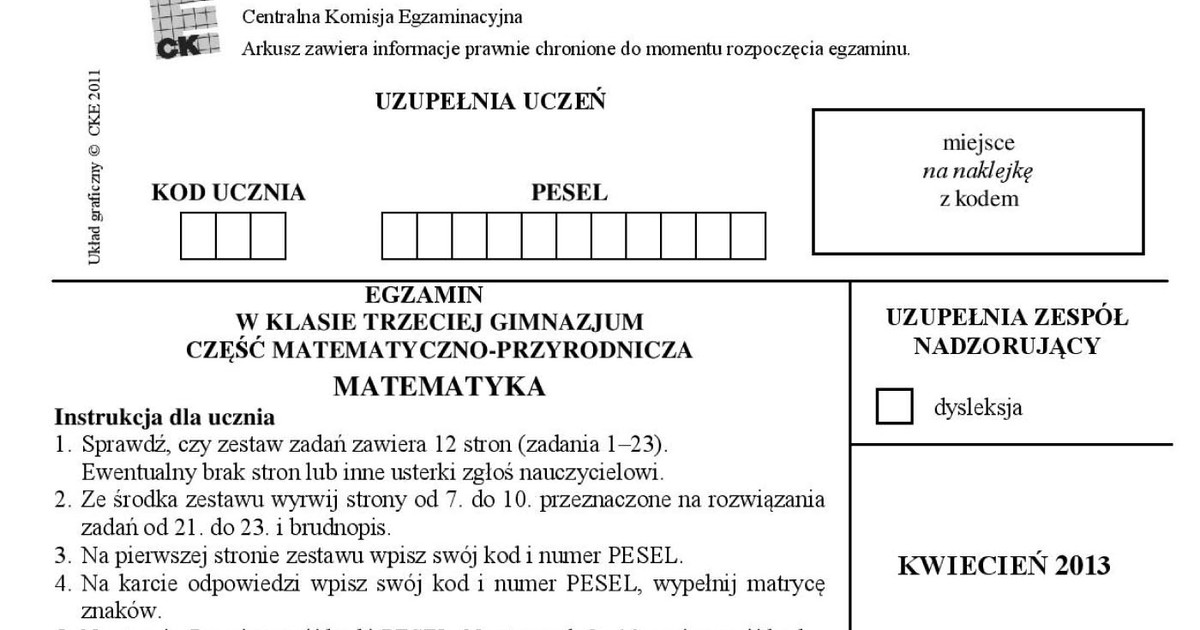 Egzamin Gimnazjalny Matematyka Trening Przed Egzaminem Chomikuj Egzamin gimnazjalny. Matematyka - rozwiązania testu!