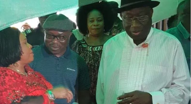 (From Right) Former President, Goodluck Jonathan and his wife, Patience Jonathan. (Premium Times)