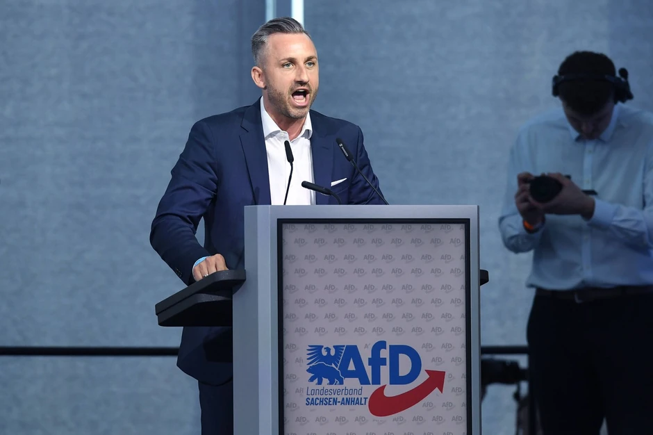 Vodeći kandidat AfD Ulrih Zigmund na partijskoj konferenciji u Magdeburgu 11. aprila