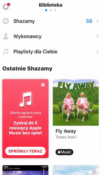 źródło: zrzut ekranu z aplikacji Shazam