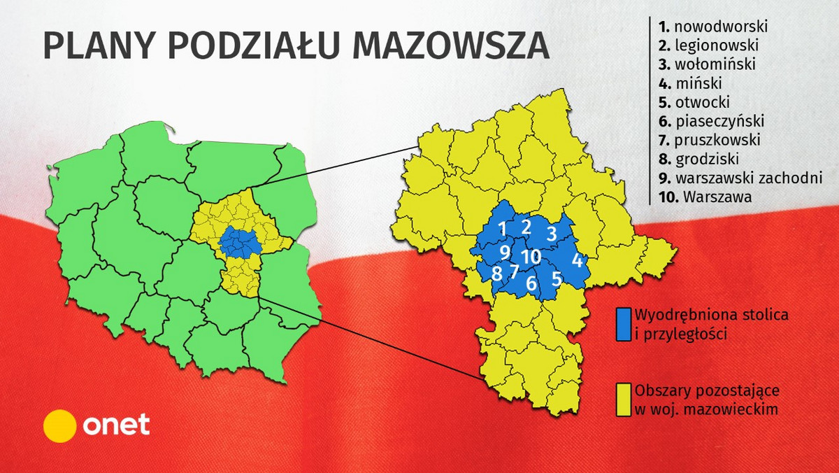 Mapa podziału Mazowsza. Pokazujemy, jak może wyglądać [INFOGRAFIKA]