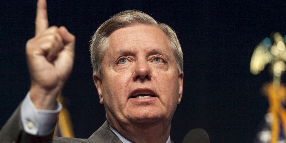 Lindsey Graham at the Iowa Faith & Freedom Coalition forum in Des Moines, Iowa, on September 19, 2015.