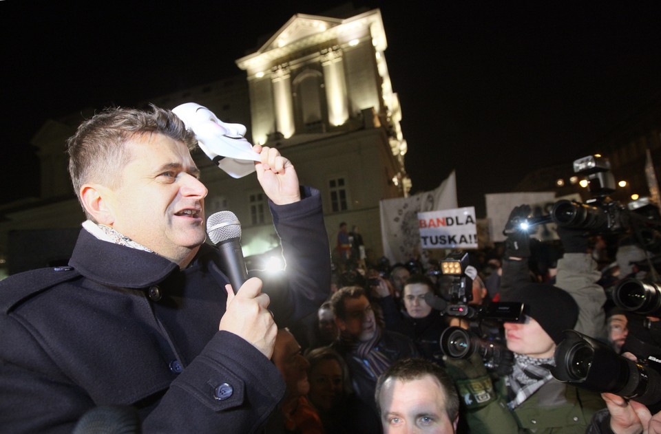 Protest przeciwko ACTA przed Pałacem Prezydenckim,fot.PAP/Paweł Supernak