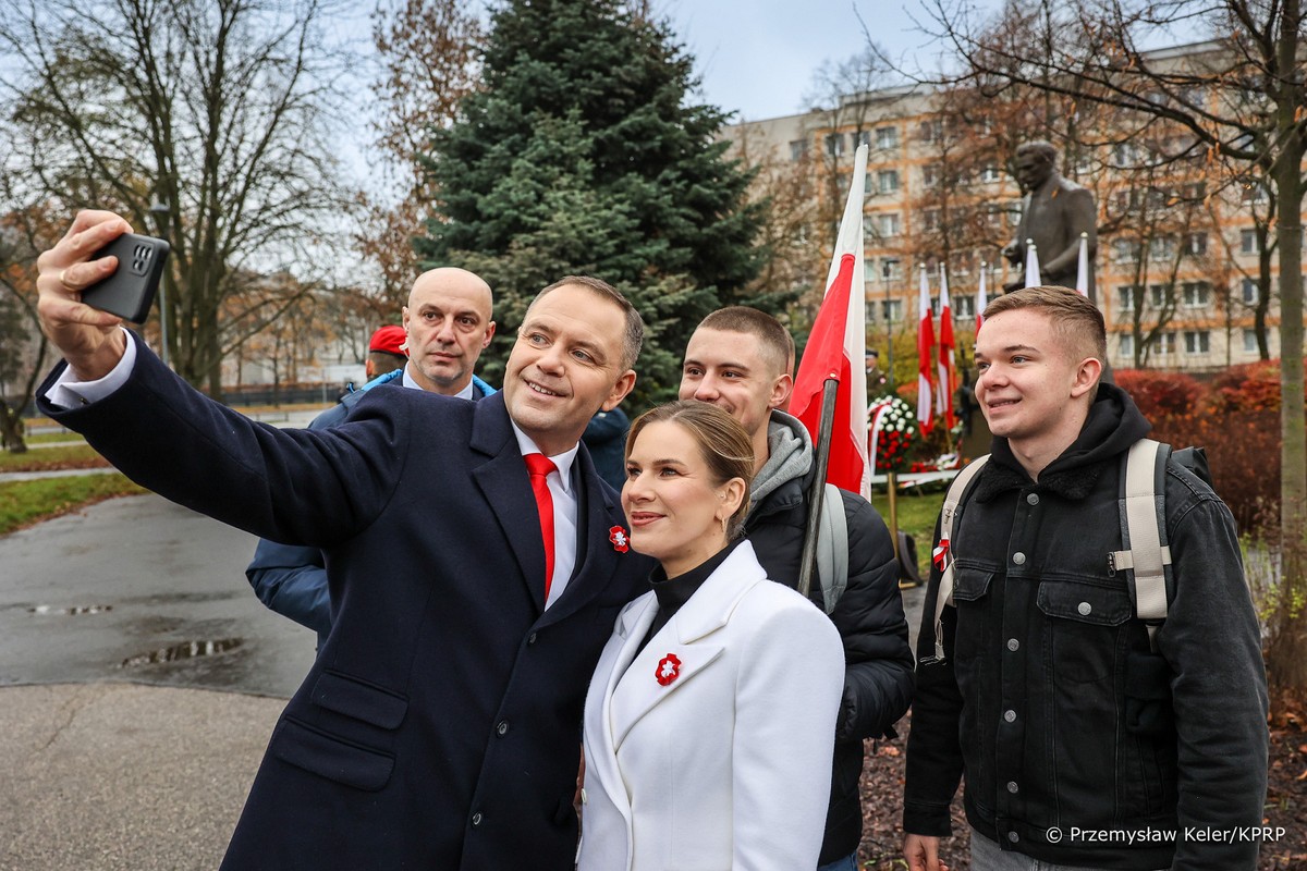 Prezydent Karol Nawrocki z żoną Martą podczas obchodów Święta Niepodległości, 11 listopada 2025 roku