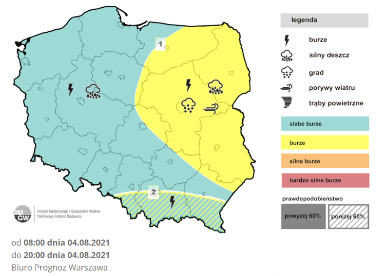 Prognoza burz na środę