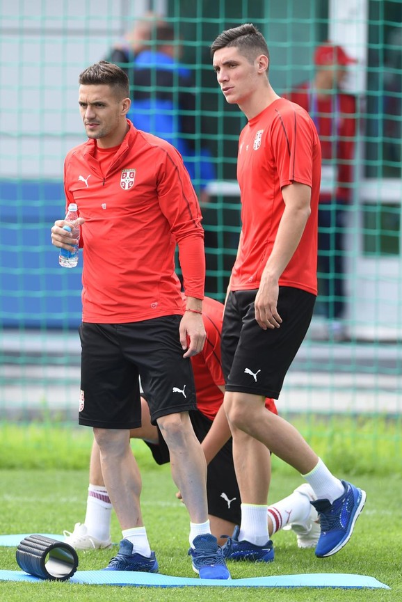 Nikola Milenković i Dušan Tadić na treningu 