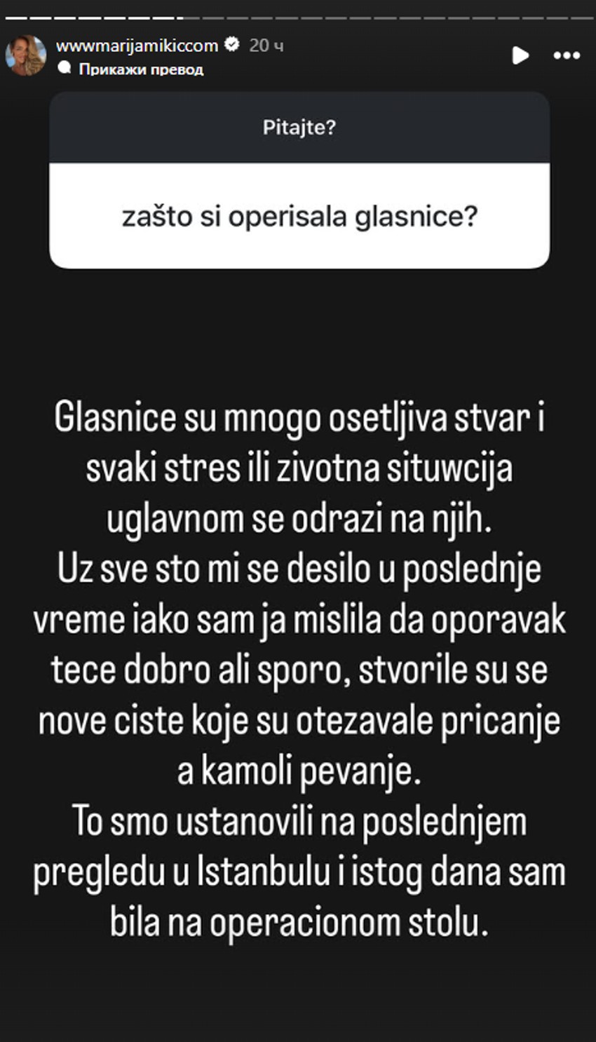 Marija Mikić iskreno o zdravstvenom stanju