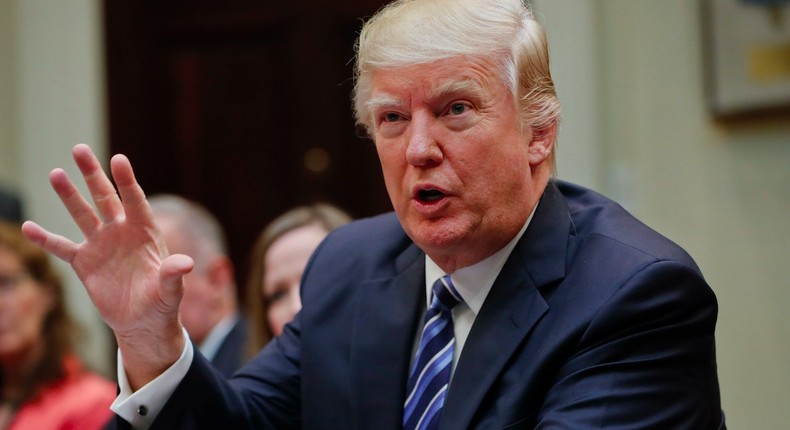 President Donald Trump at a meeting on healthcare in the Roosevelt Room of the White House on Monday.