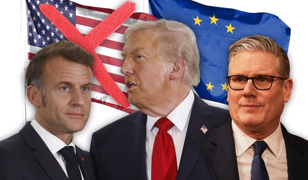 Emanuel Makron Kir Starmer i Donald Tramp