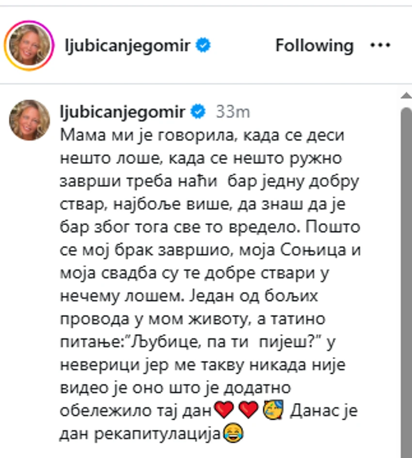 Objava Ljubice Njegomir