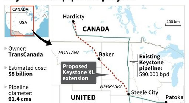 The Keystone XL pipeline would carry oil from Canadian tar sands to US refineries, but was put on hold by former president Barack Obama over environmental concerns