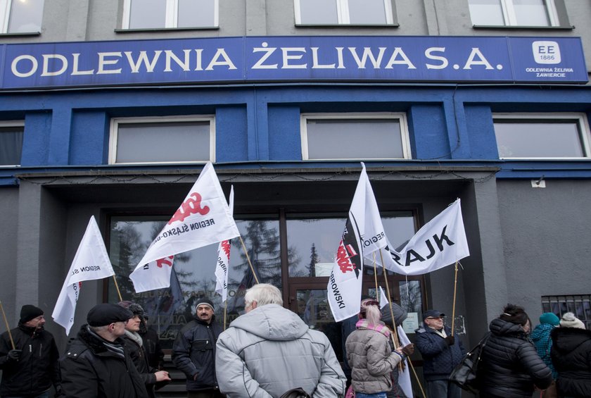 Protest pracowników Odlewni Żeliwa w Zawierciu