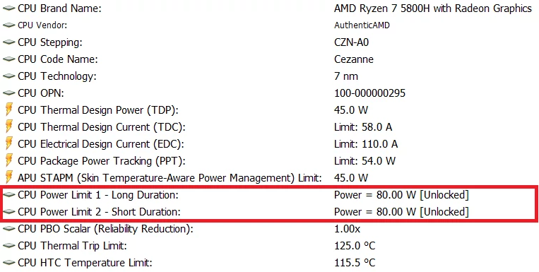 Asus TUF Gaming A15 (FA506QM) – konfiguracja limitów mocy procesora Ryzen 7 5800H