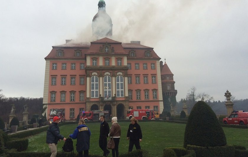 Pożar na zamku Książ w Wałbrzychu