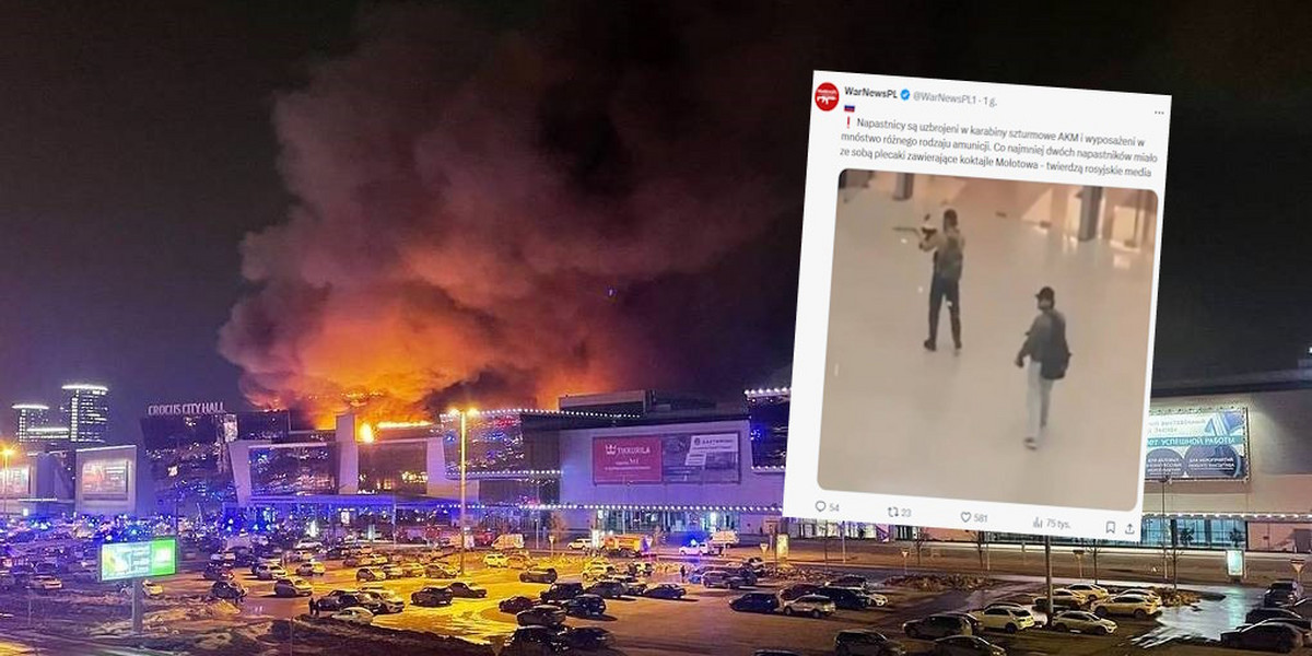 Centrum koncertowe Crocus płonie po ataku terrorystycznym