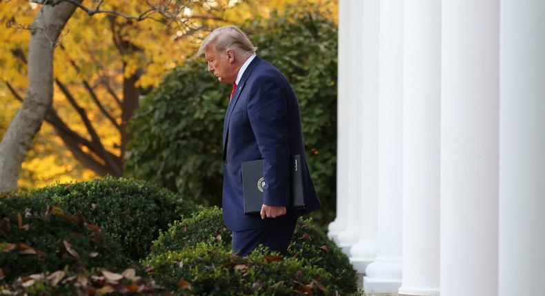 President Donald Trump at the White House on November 13.