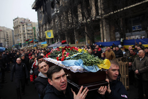 Pogrzeb ofiary zamieszek w Kijowie