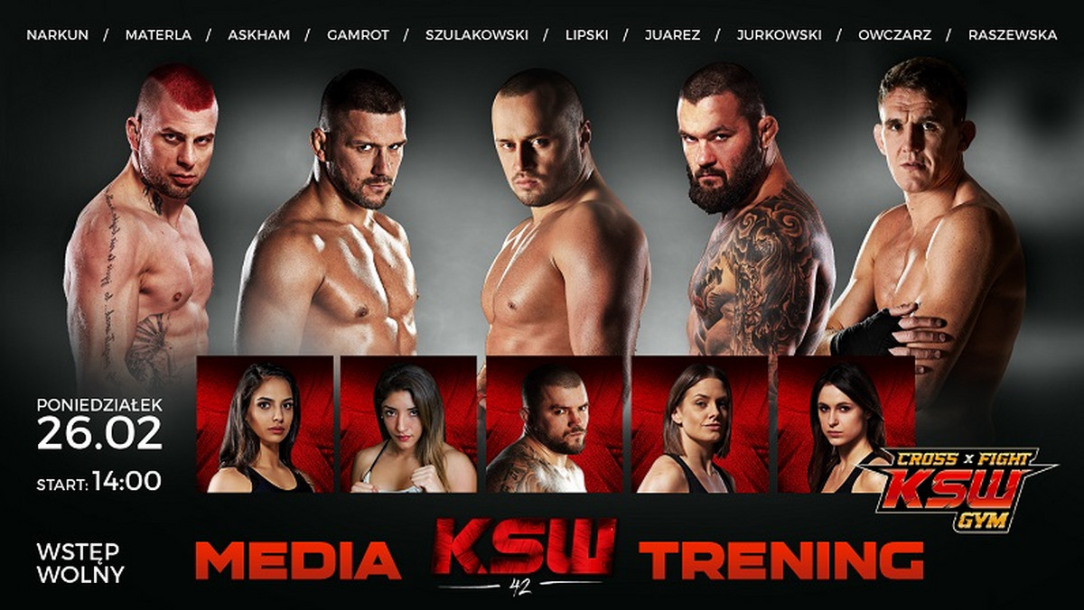 Już w poniedziałek 26 lutego w KSW Cross Fight Gym odbędzie się oficjalny trening medialny przed galą KSW 42 w Łodzi.