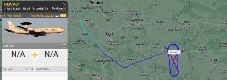 Poniedziałek 20 lutego — samoloty NATO krążą nad Polską