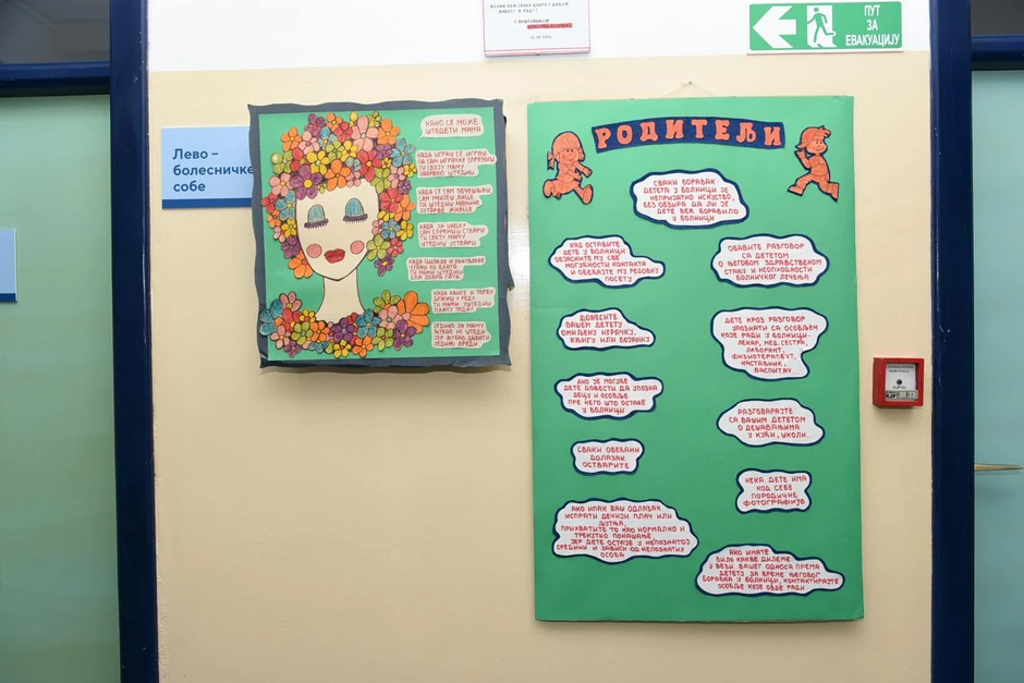 Na Odeljenju tuberkuloze na zidu su postavljeni i saveti za roditelje