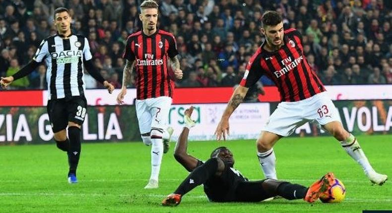Black Stars defender let Udinese down in AC Milan defeat