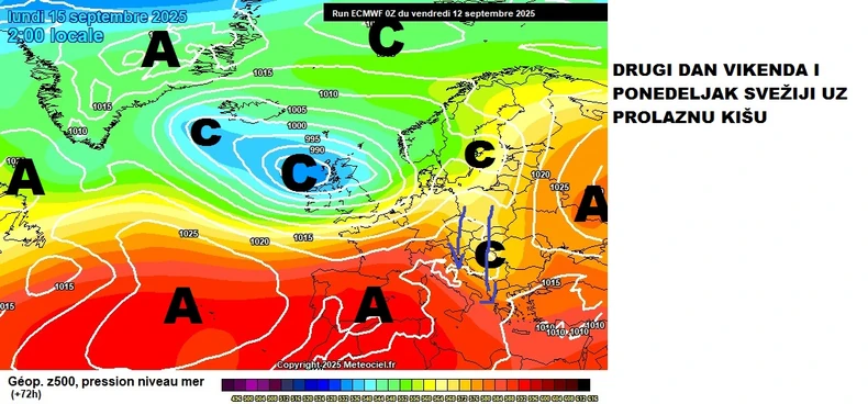 U nedelju i ponedeljak, 14. i 15. septembra, biće svežije uz prolazne padavine