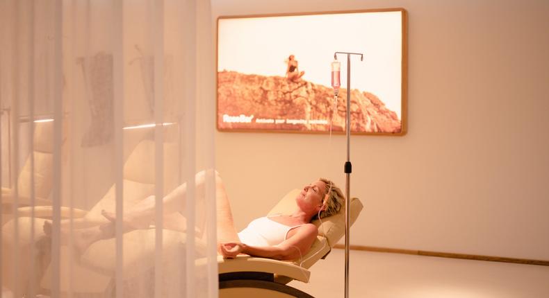 IV infusions are one the most popular longevity treatments at RoseBar, a longevity center at the Six Senses Ibiza resort. RoseBar at Six Senses Ibiza