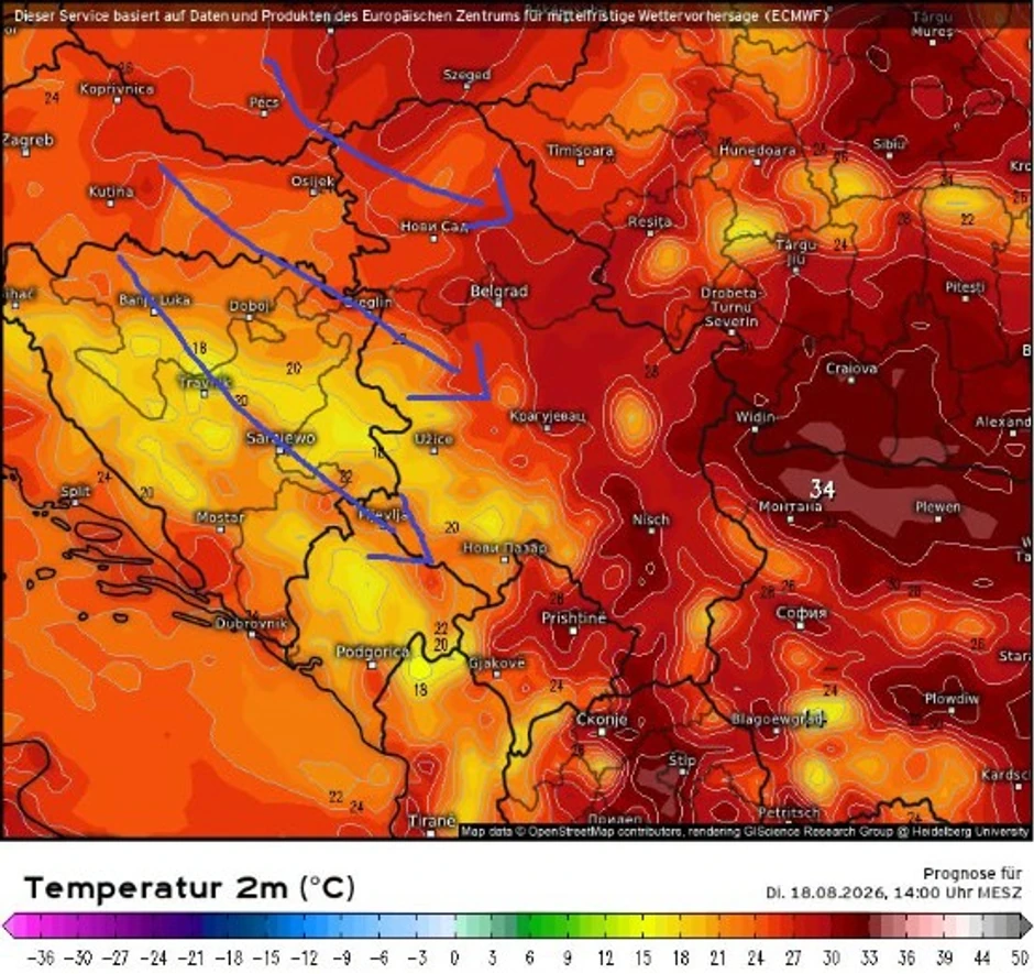 Prolazno osveženje oko 18. avgusta