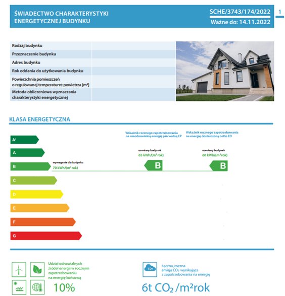 Wzór nowego świadectwa energetycznego