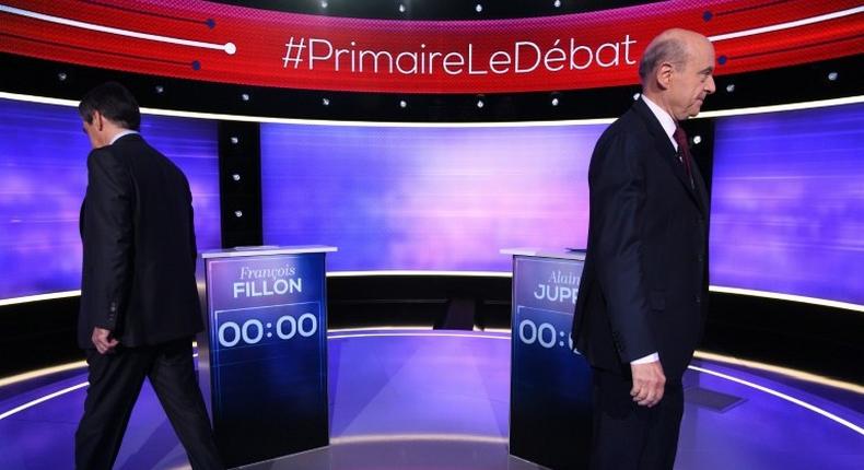 If Francois Fillon (L) beats Alain Juppe in the rightwing primary, he is widely tipped to become president with polls showing he would likely defeat Marine Le Pen