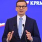 Warszawa, 22.04.2022. Premier Mateusz Morawiecki podczas konferencji prasowej w KPRM w Warszawie, 22 bm. Rząd przyjął projekt nowelizacji ustawy o PIT, który zakłada obniżenie od 1 lipca br. dolnej stawki tego podatku z 17 do 12 proc.