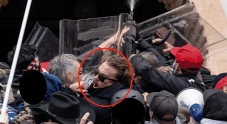 Alan Fischer is seen at the Capitol riot on January 6, 2021.