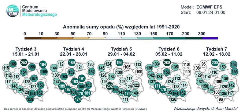 Zapowiada się bardzo wilgotny czas w pogodzie