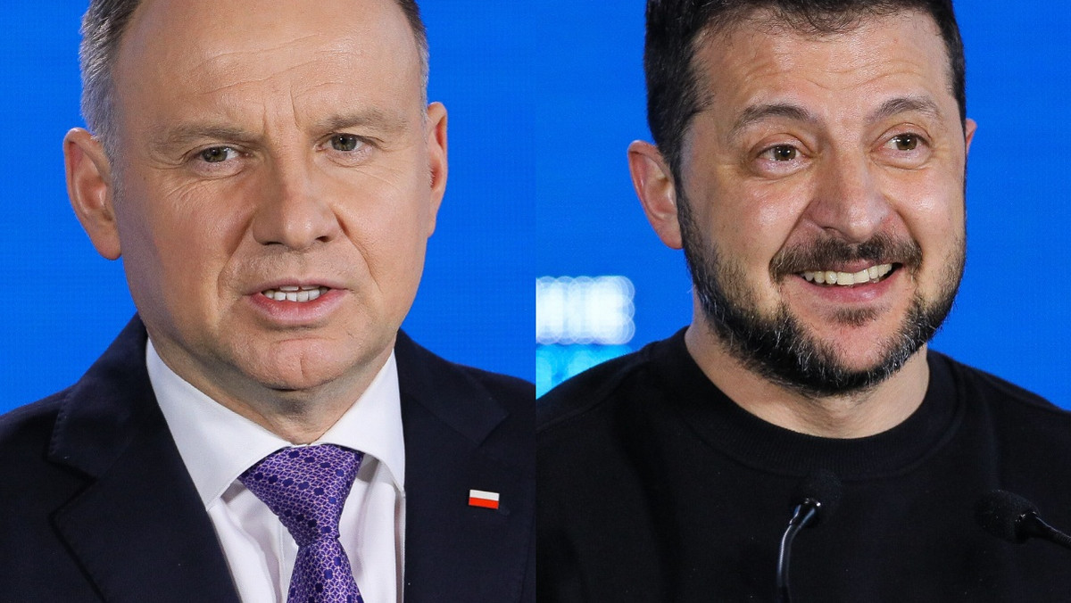 Od lewej do prawej: prezydent Andrzej Duda i prezydent Wołodymyr Zełenski