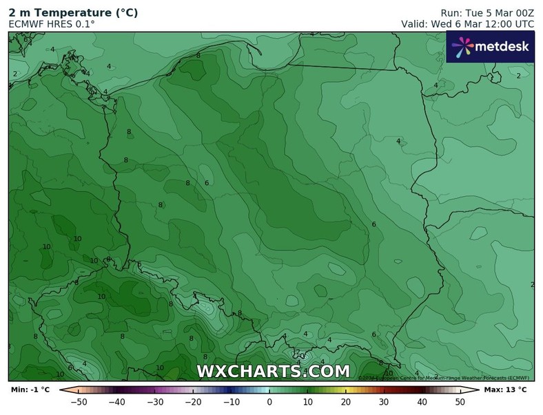 W środę temperatura nigdzie nie przekroczy 10 st. C