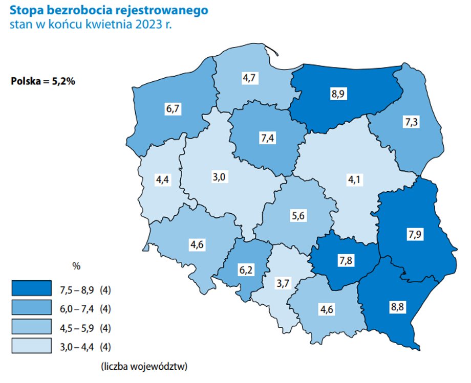 Ciągle zdecydowanie najmniejszy odsetek bezrobotnych jest w województwie wielkopolskim.