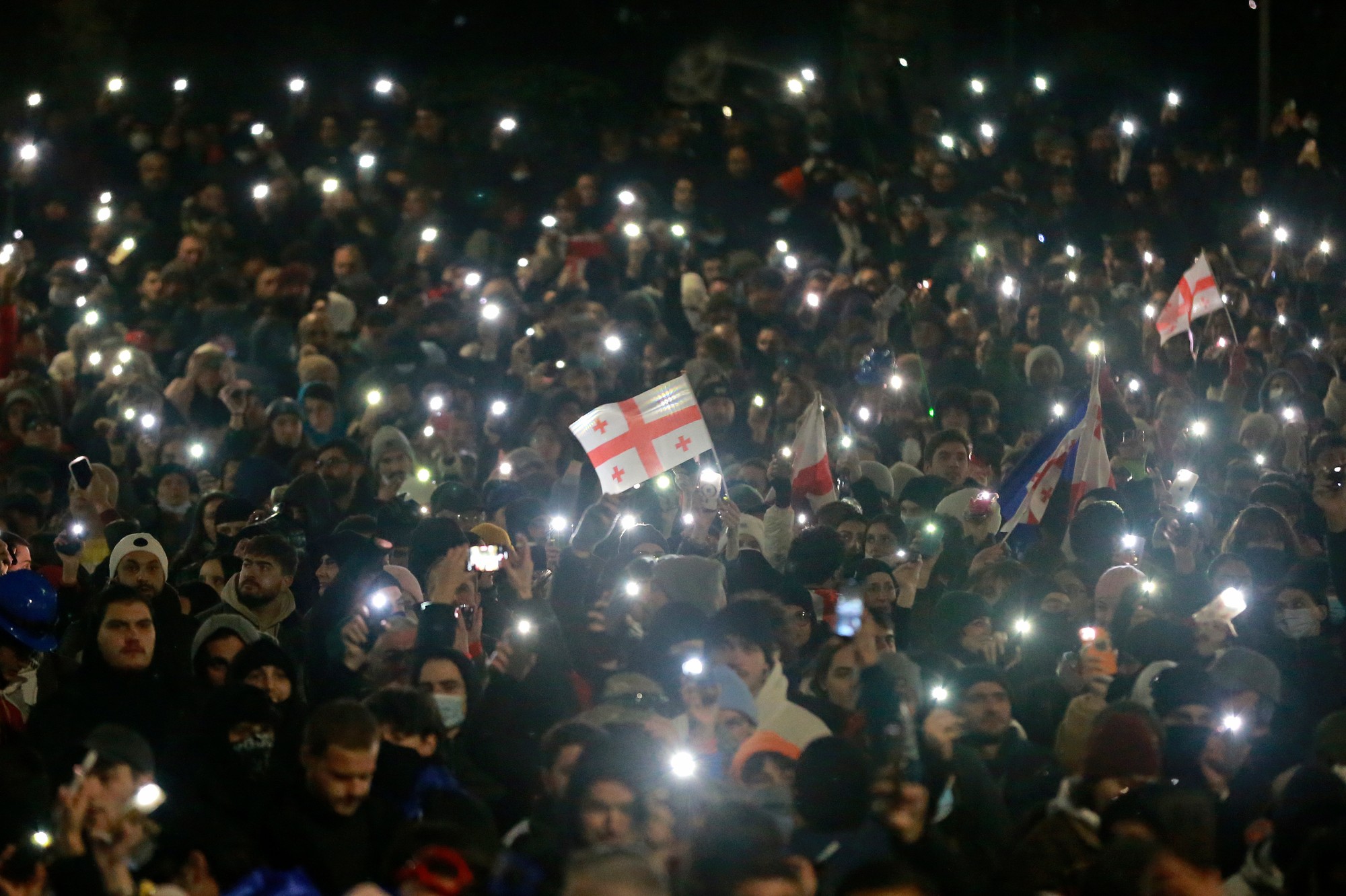 Masový protest v Gruzínsku.