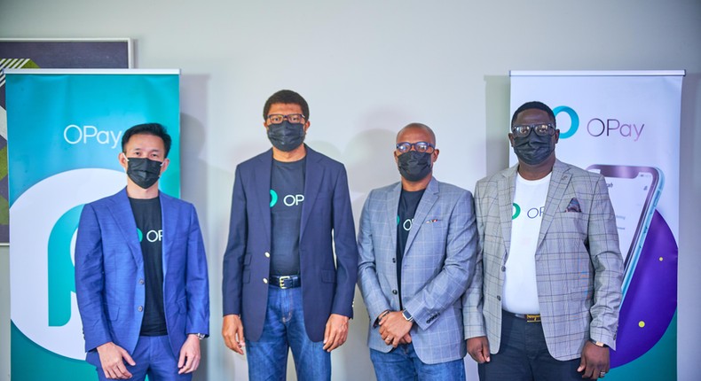 From Left To Right: Joshua Yau, Managing VP for OPay Nigeria, Iniabasi Akpan, Country Manager, Oladipo Omogbenigun, VP, Payments Solutions and Corporate Partnerships, Dotun Adekunle VP, Product and Engineering, at OPay Press Briefing.