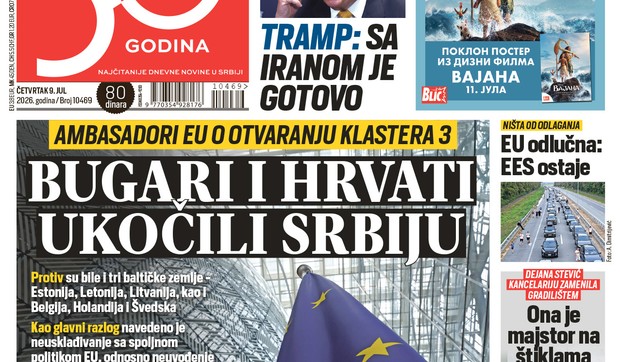 Blic naslovna strana za 9.7