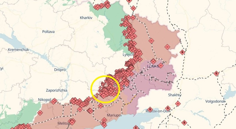 Odcinek frontu broniony przez Grupę Taktyczną "Wuhłedar"