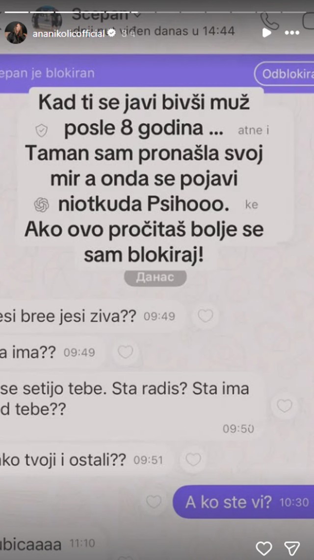 Objava Ane Nikolić