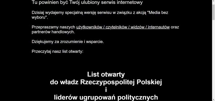 Te media przyłączyły się do akcji "Media bez wyboru"