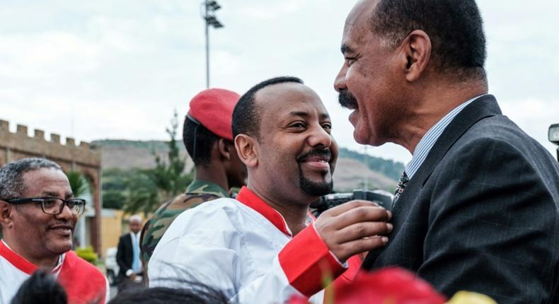 Ethiopian Prime Minister Abiy Ahmed (C) and Eritrea's President Isaias Afwerki embarked on a whip-fast rapprochement last year