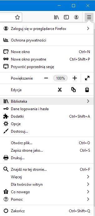 Firefox - czyszczenie danych przeglądania