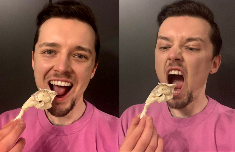 Jedzenie faworka — Instagram (po lewej) kontra rzeczywistość (po prawej)