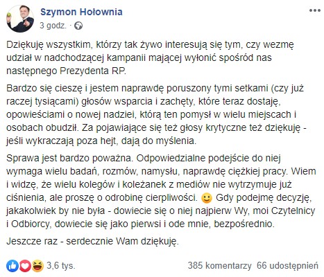 Szymon Hołownia na Facebooku